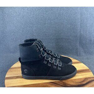 Timberland Women's Sz 9.5 Faux Fur Black Sneaker Boots A1ZDX ReBOTL